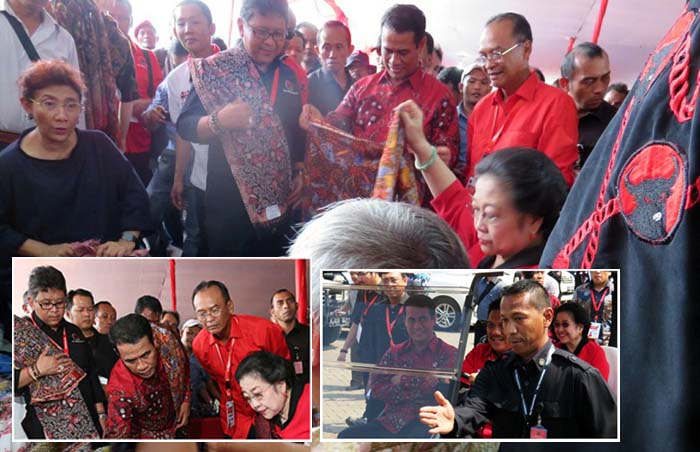 Mentan dan Menteri KKP Dampingi Megawati Belanja Batik di Rakernas PDIP
